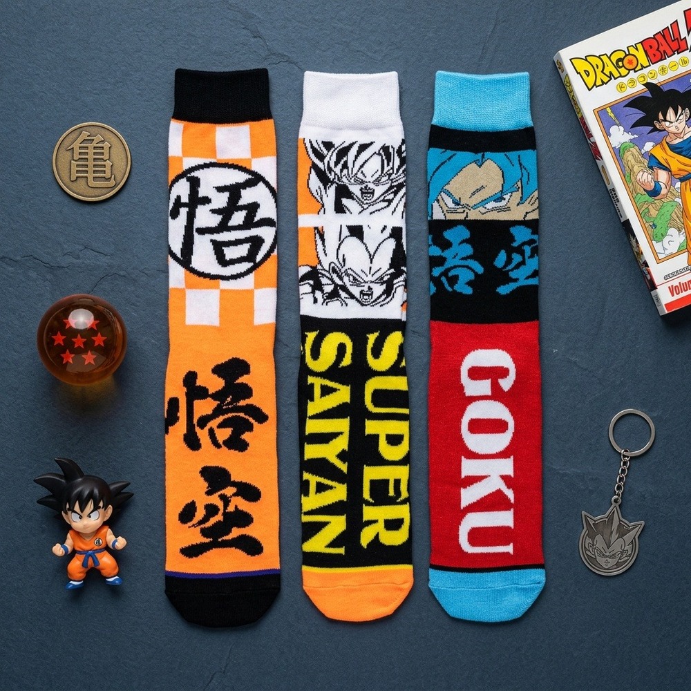 Dragon Ball Super Broly The Movie 3 Pair Crew Socks Mens 10-13 Bioworld NIB